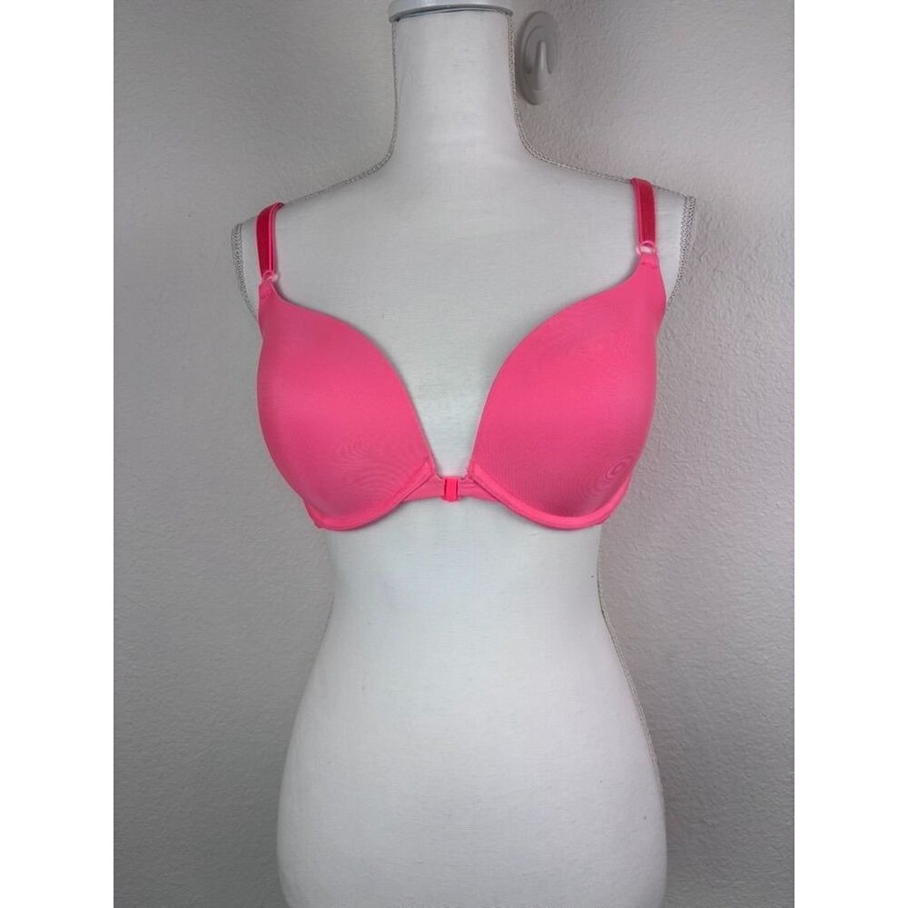 Victoria's Secret‎ women's 34DD hot pink push up front close strappy back bra